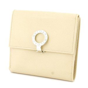 BVLGARI W hook purse Bulgari Bulgari beige leather Auth used T9876